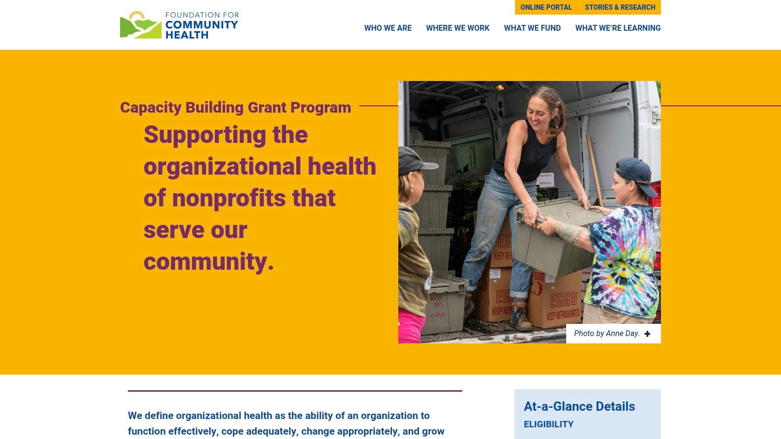 Foundation for Community Health Capacity Building Grant Program