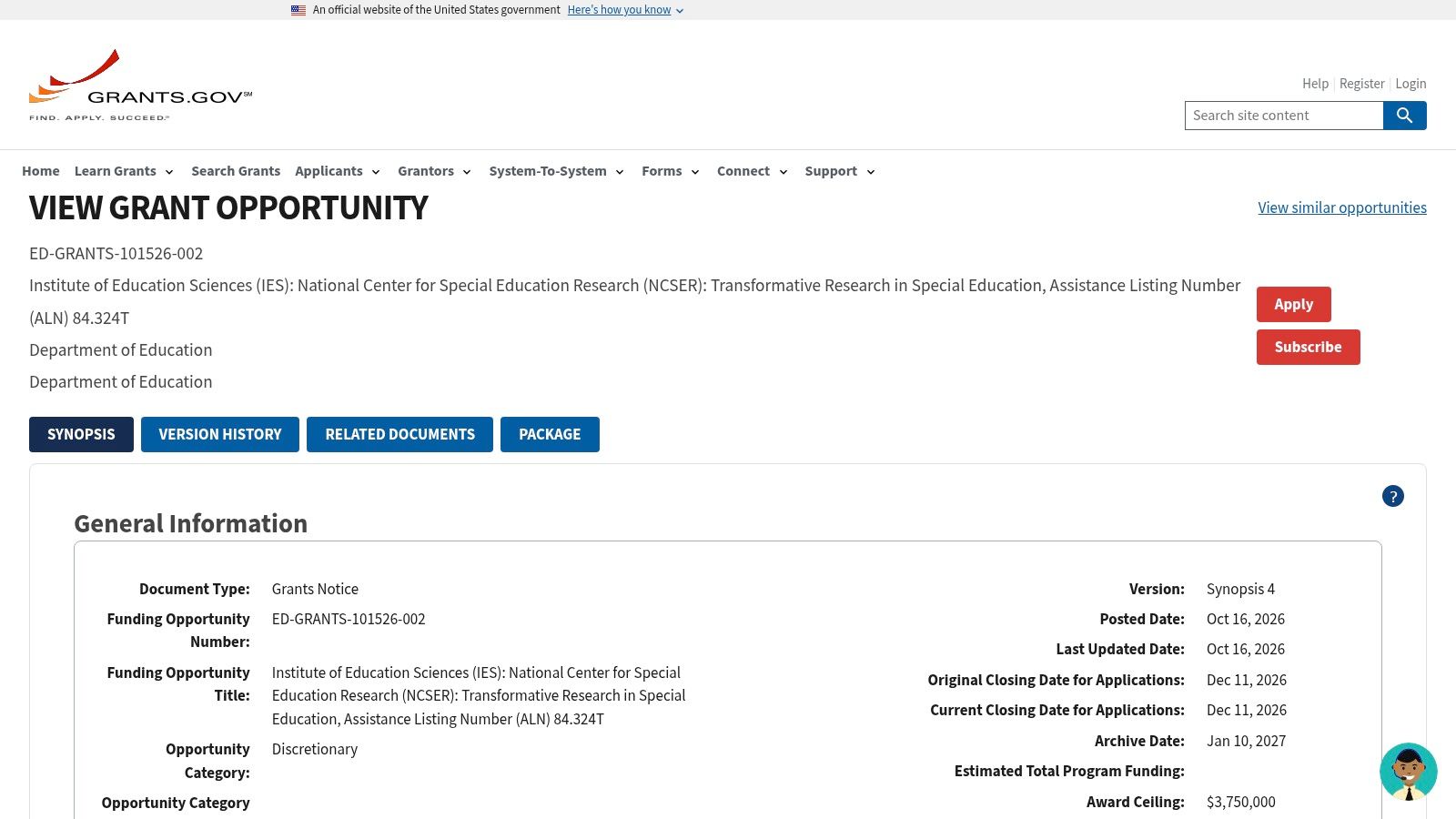 IES Transformative Research in Special Education (84.324T)