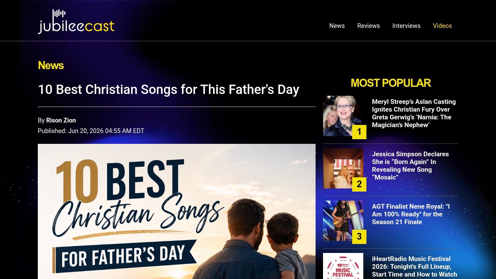 JubileeCast – "10 Best Christian Songs for This Father's Day" (editorial list)
