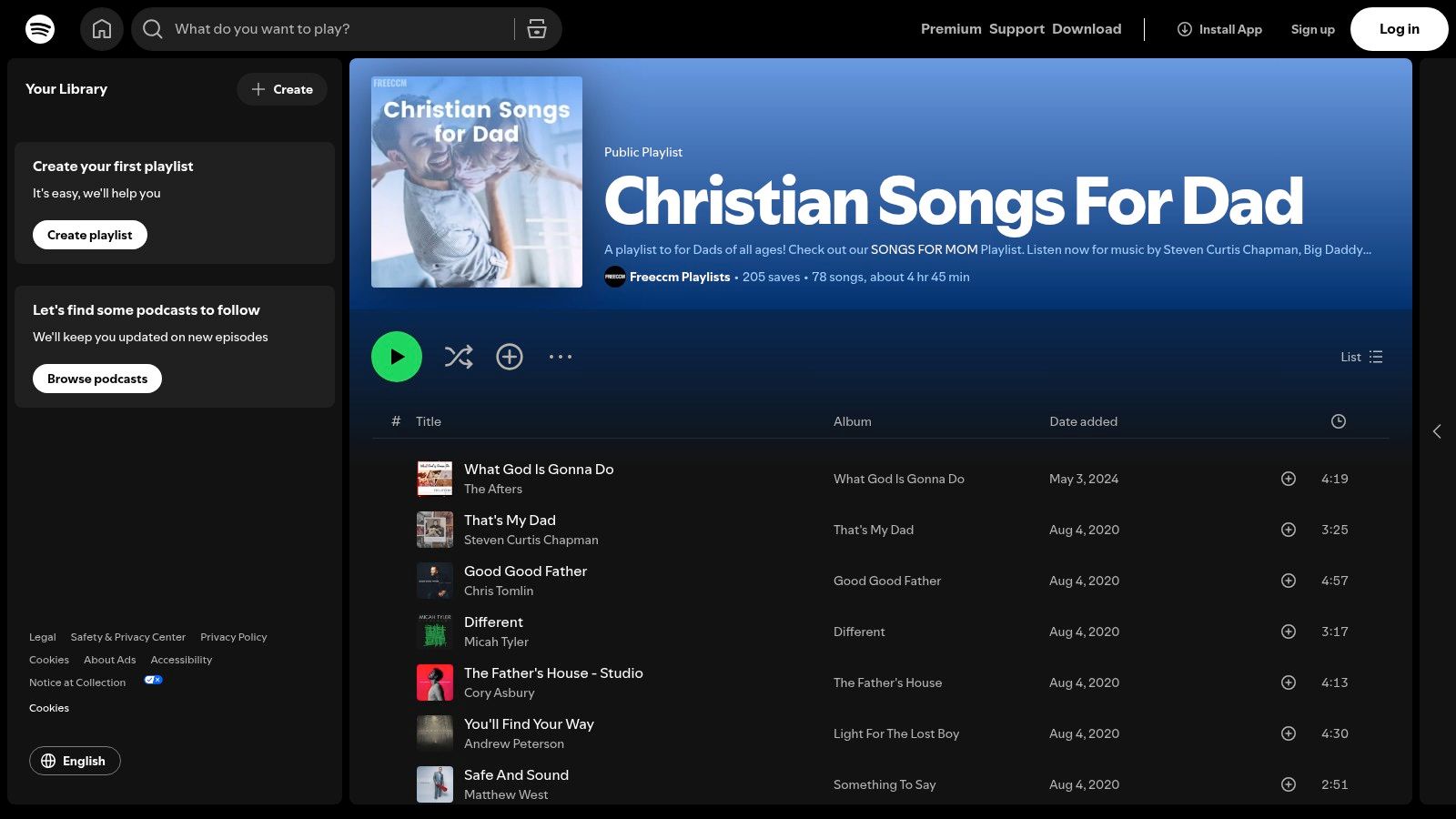 FreeCCM – "Christian Songs For Dad" (Spotify playlist)