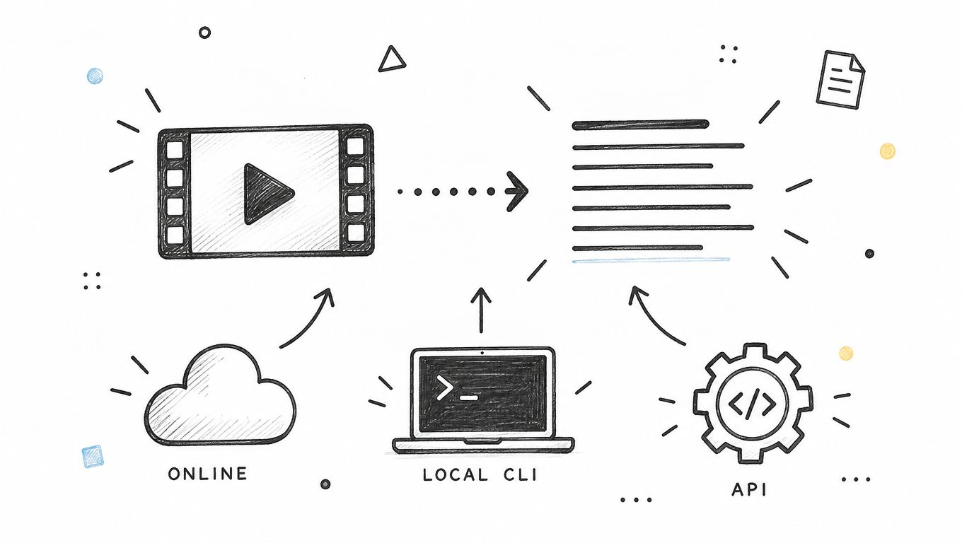 MP4 to Text Guide: Online, Local, and API Workflows