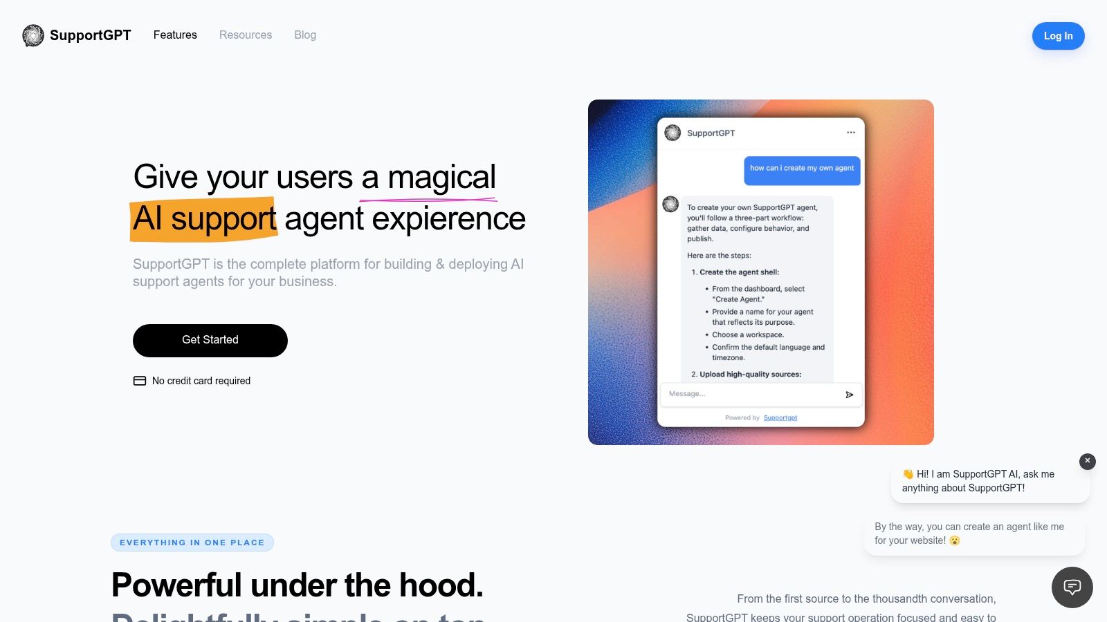 Screenshot from https://supportgpt.app