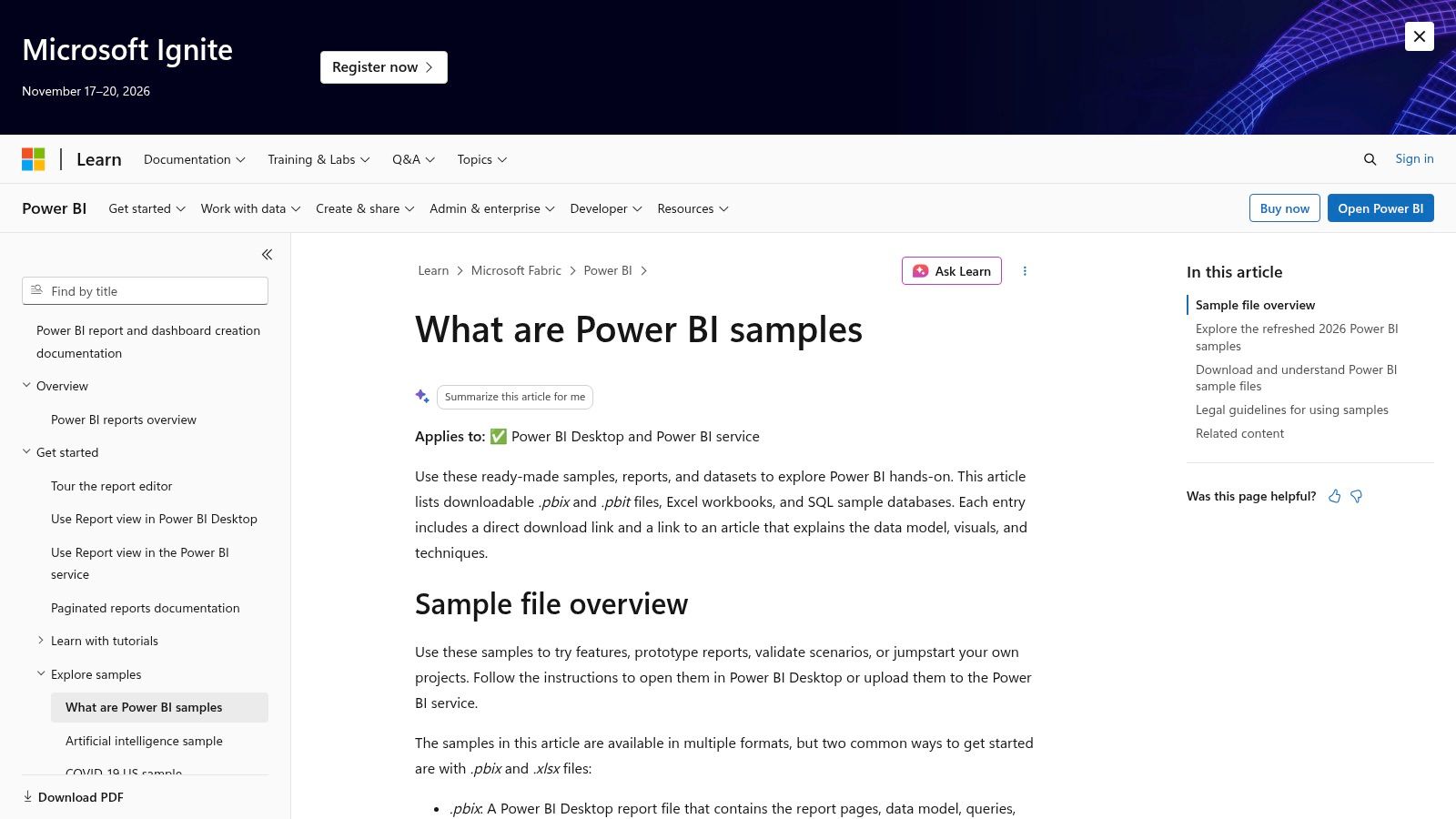 Power BI sample dashboards