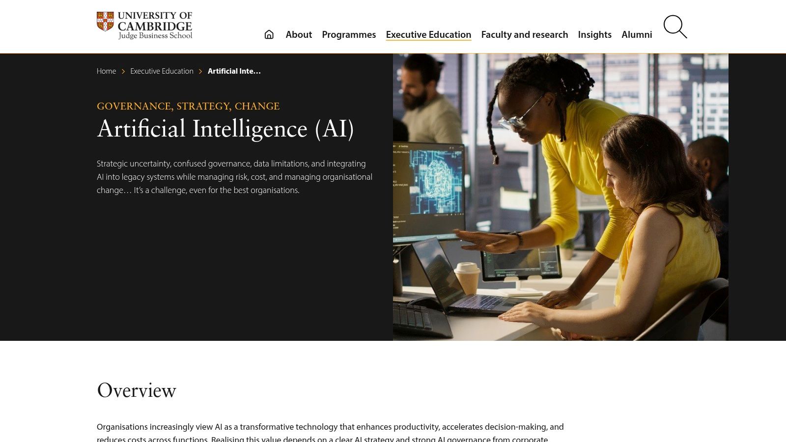 Cambridge Judge Business School AI executive education