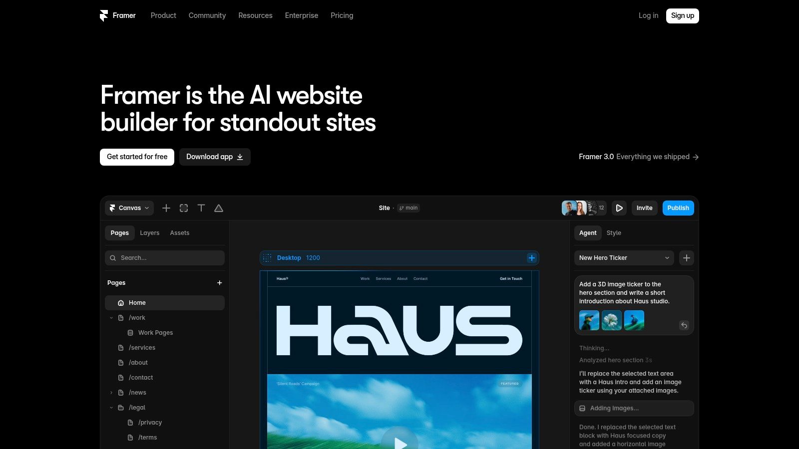 Interfaz de Framer