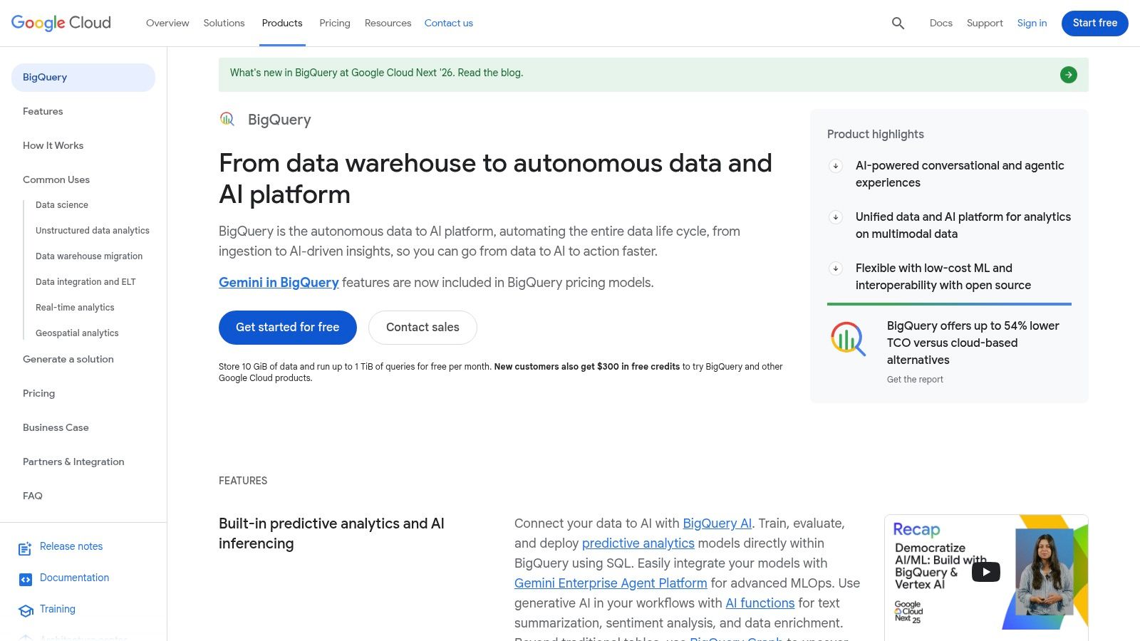 Google BigQuery com Gemini in BigQuery