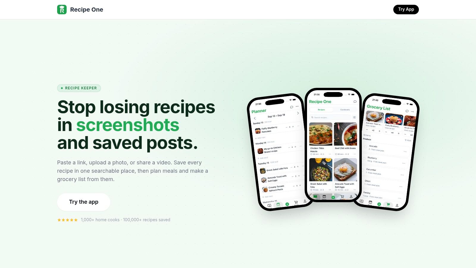 Screenshot from https://www.recipeone.app/