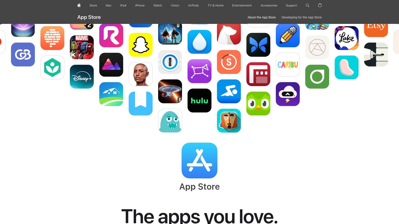 Screenshot from https://www.apple.com/app-store/