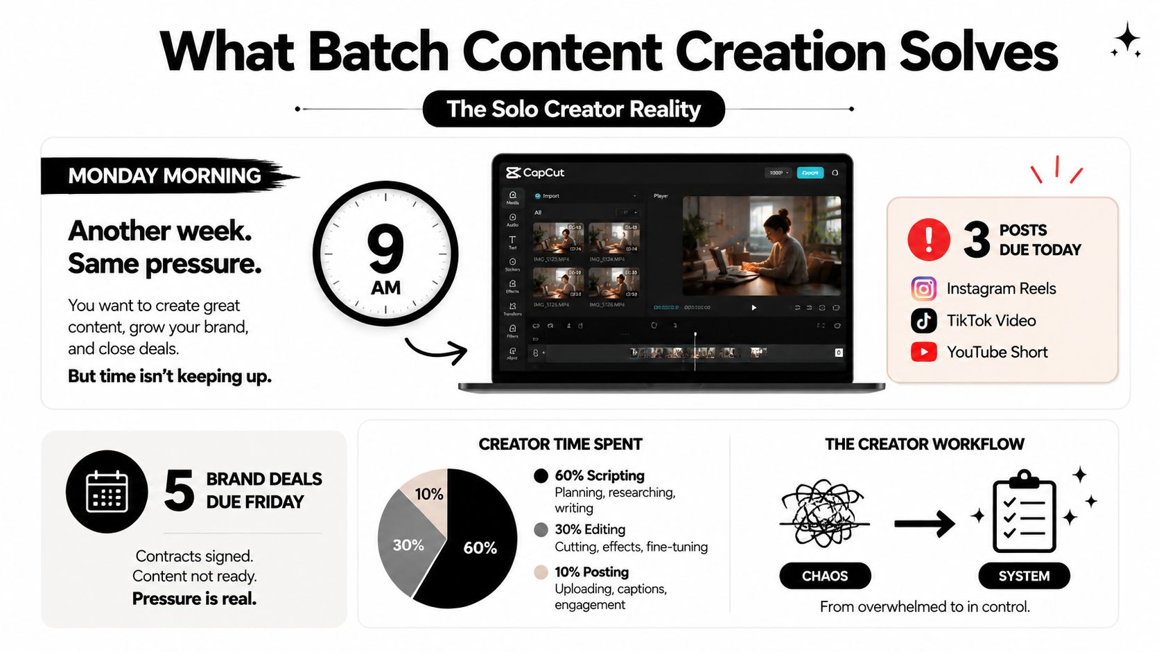 batch content creation workflow infographic