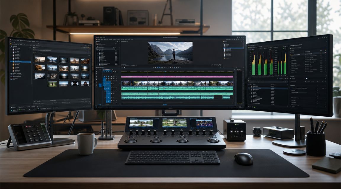 syncing audio with video editing desk