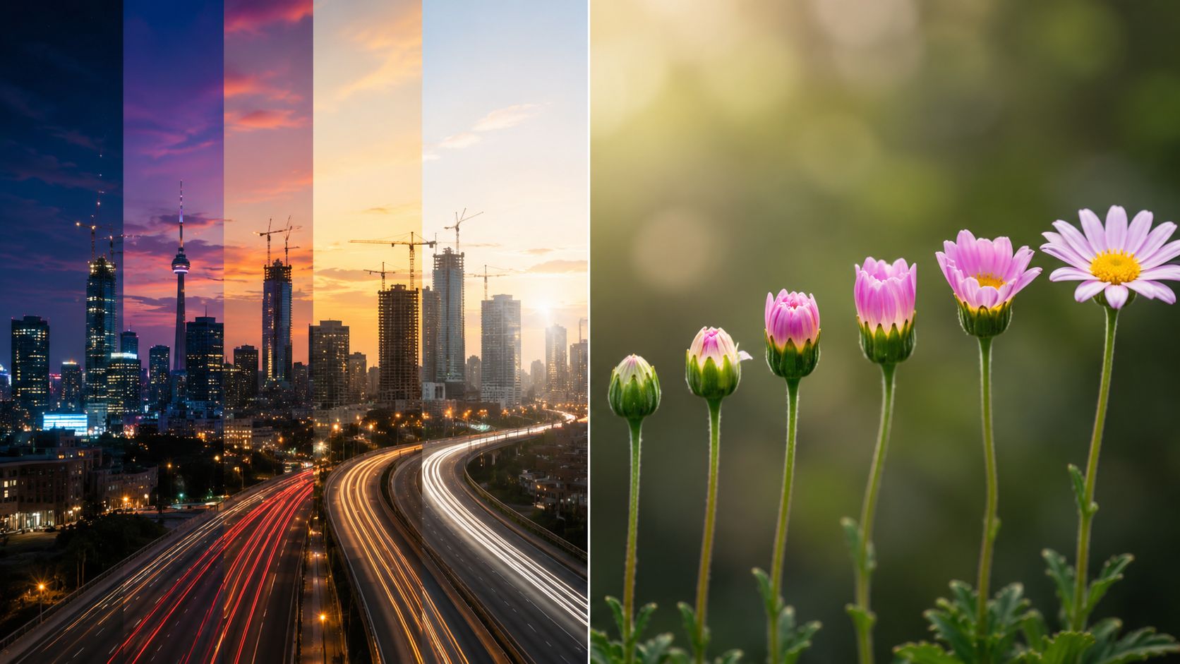 time lapse application city flowers