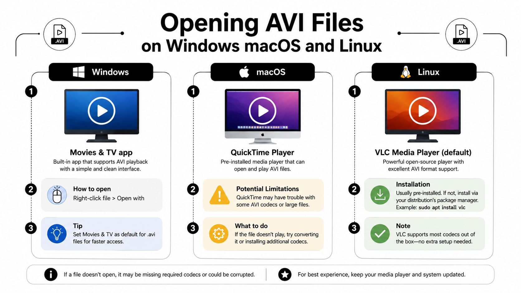 how to open avi files media players