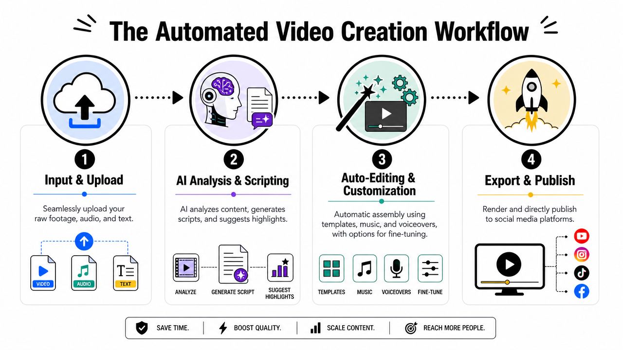 social media video editor workflow infographic