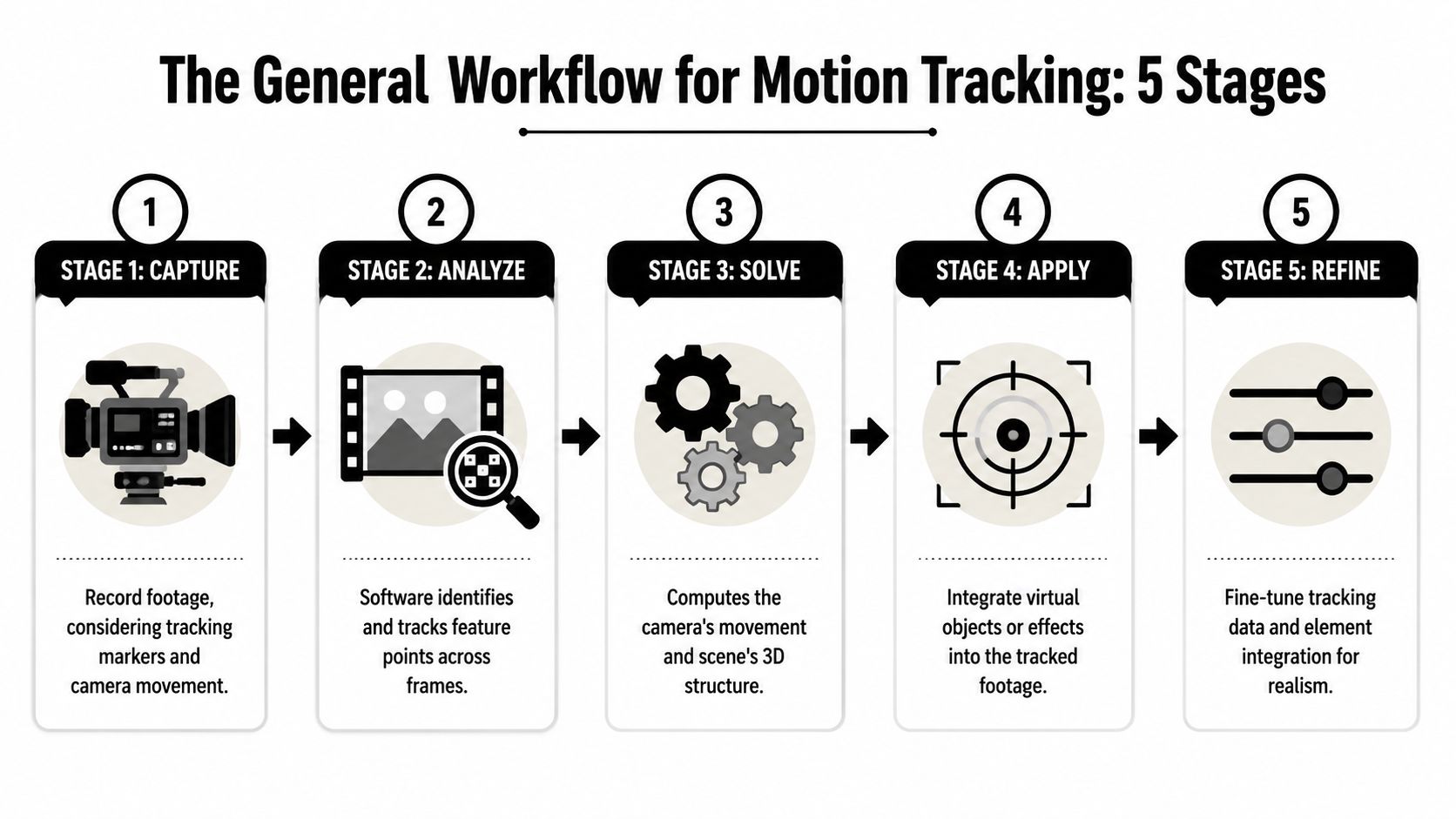 camera motion tracking workflow stages