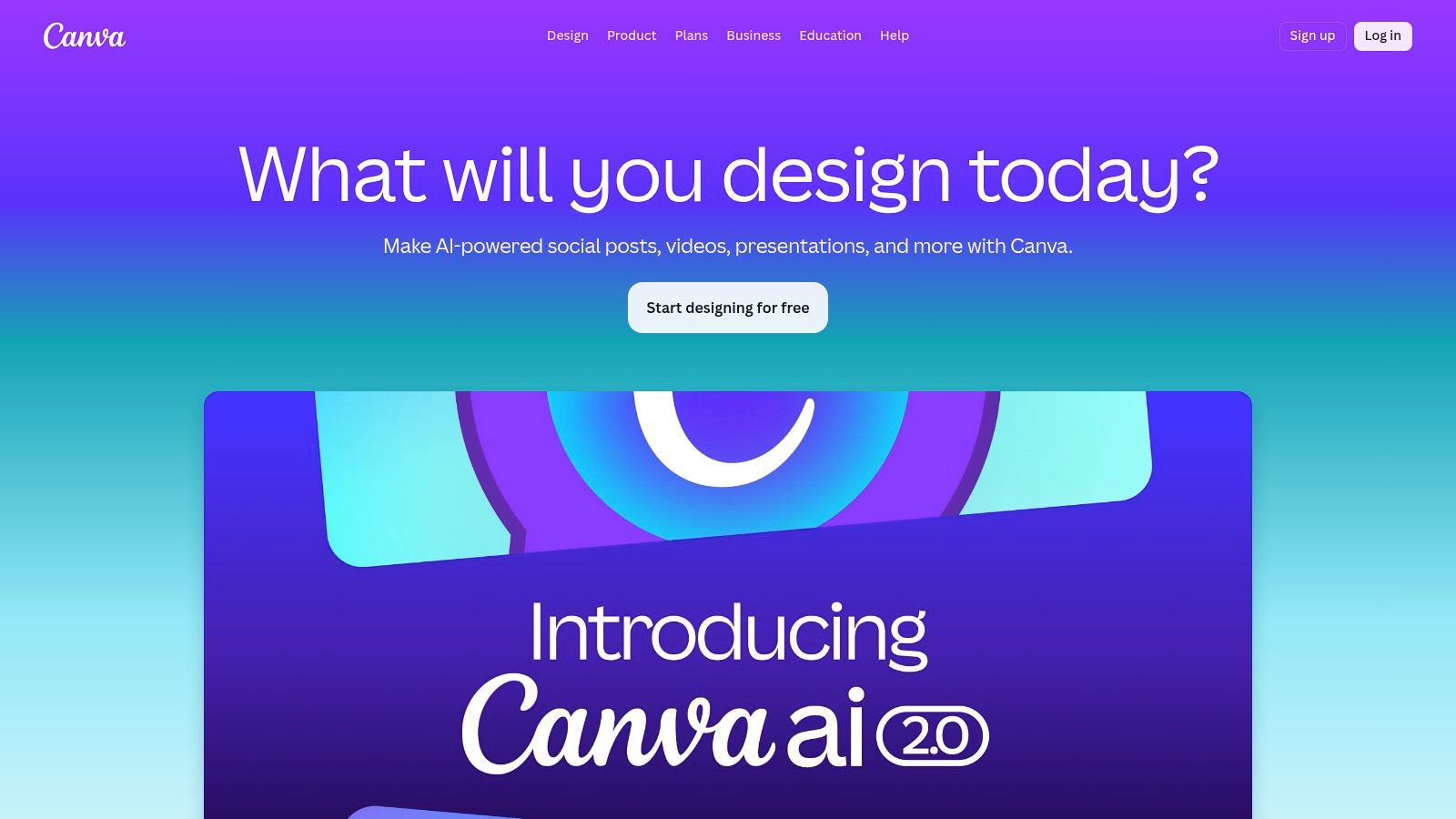 best content creation apps canva landing page