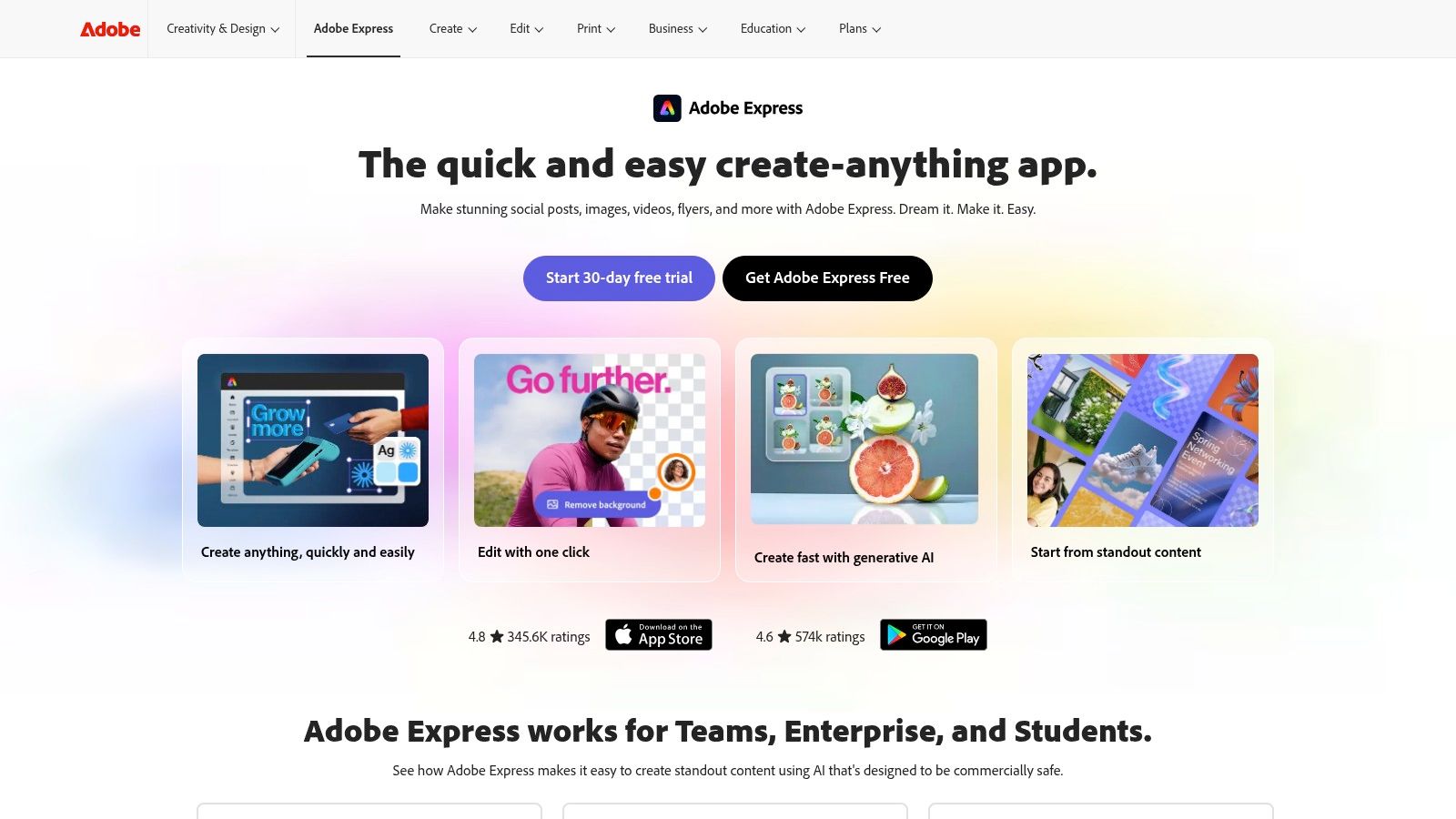 best content creation apps adobe express