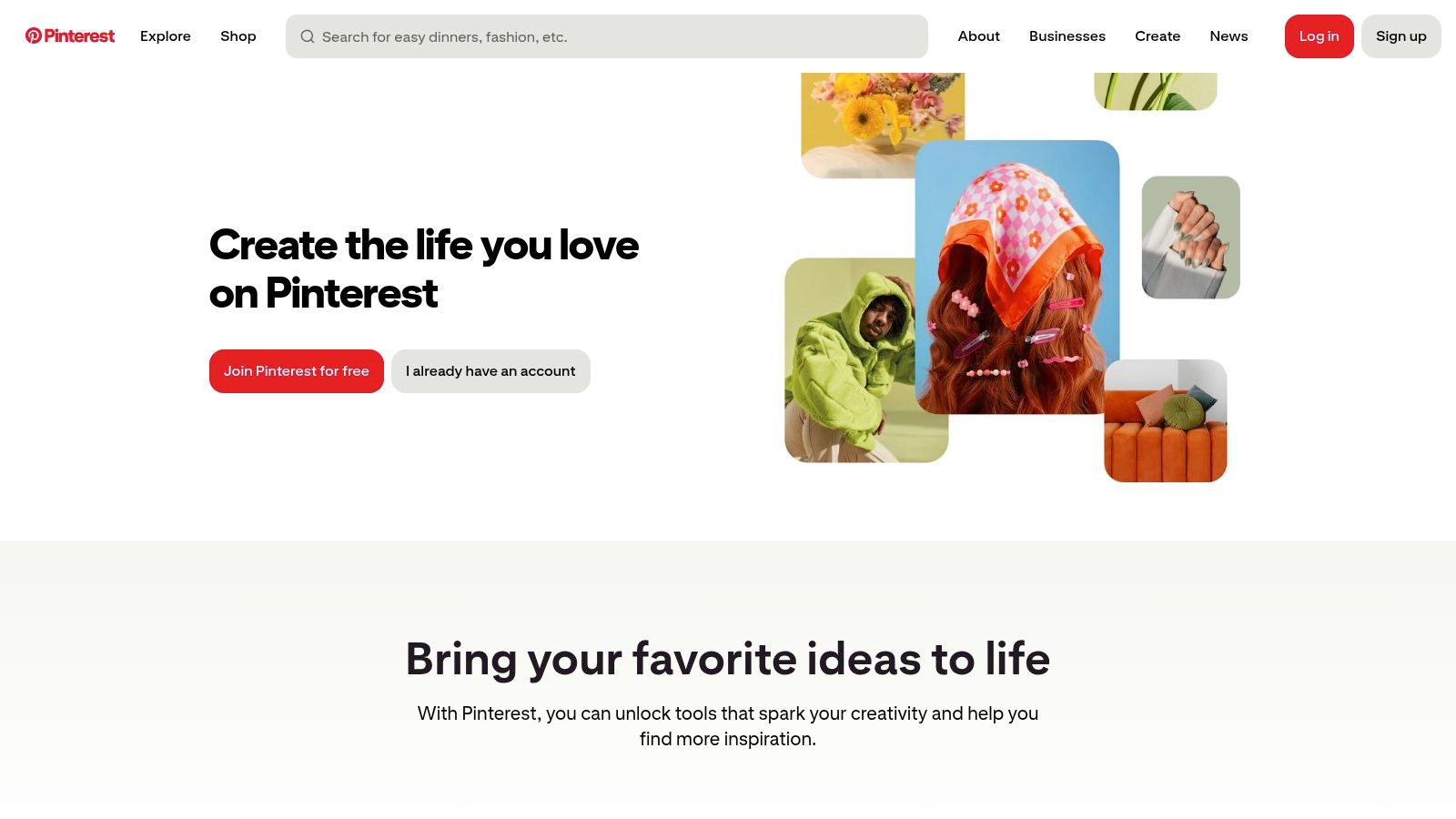 apps that are like tiktok pinterest landing page