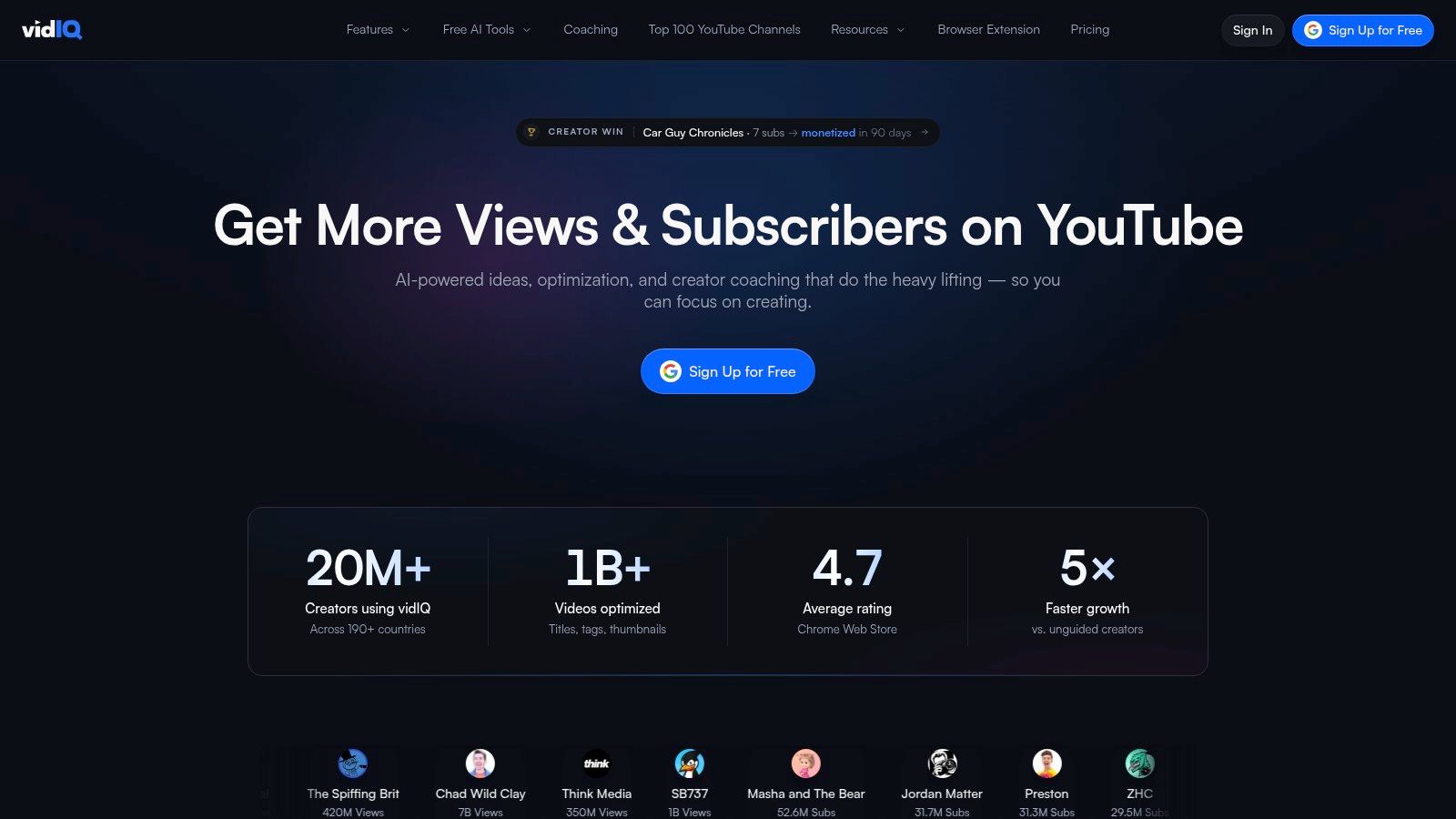 video topic generator vidiq homepage