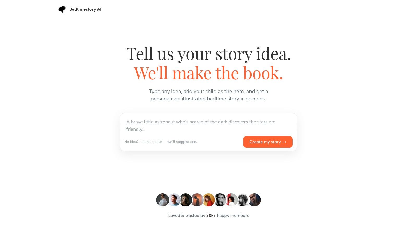ai bedtime story generator web interface