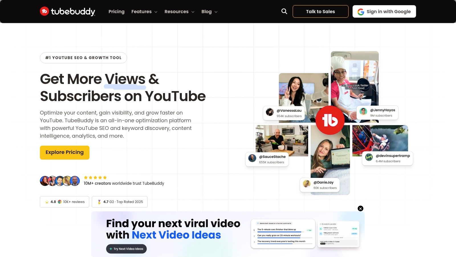 video topic generator youtubebuddy interface