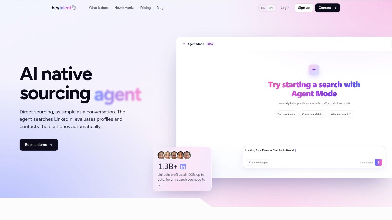 HeyTalent sourcing agent building a shortlist