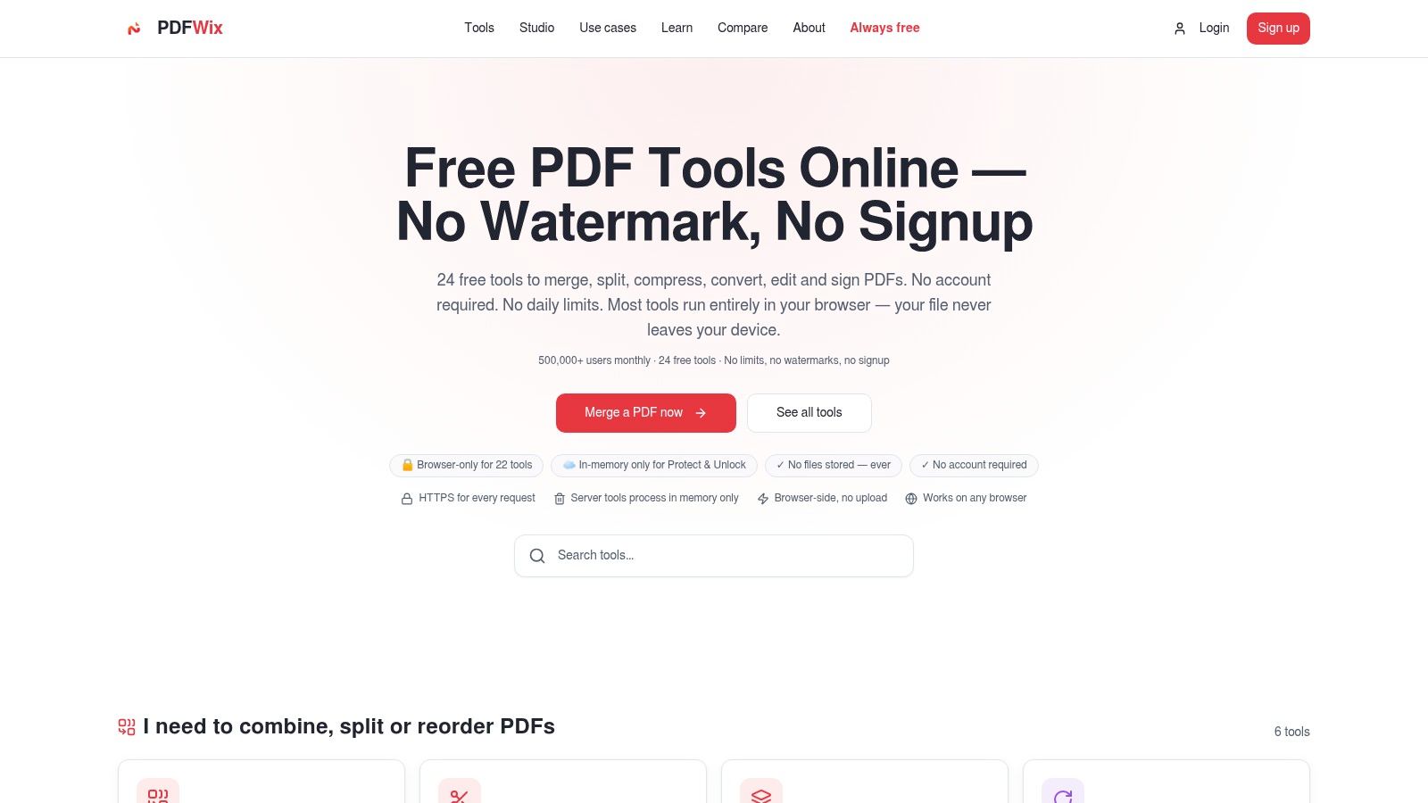 Screenshot from https://www.pdfwix.com