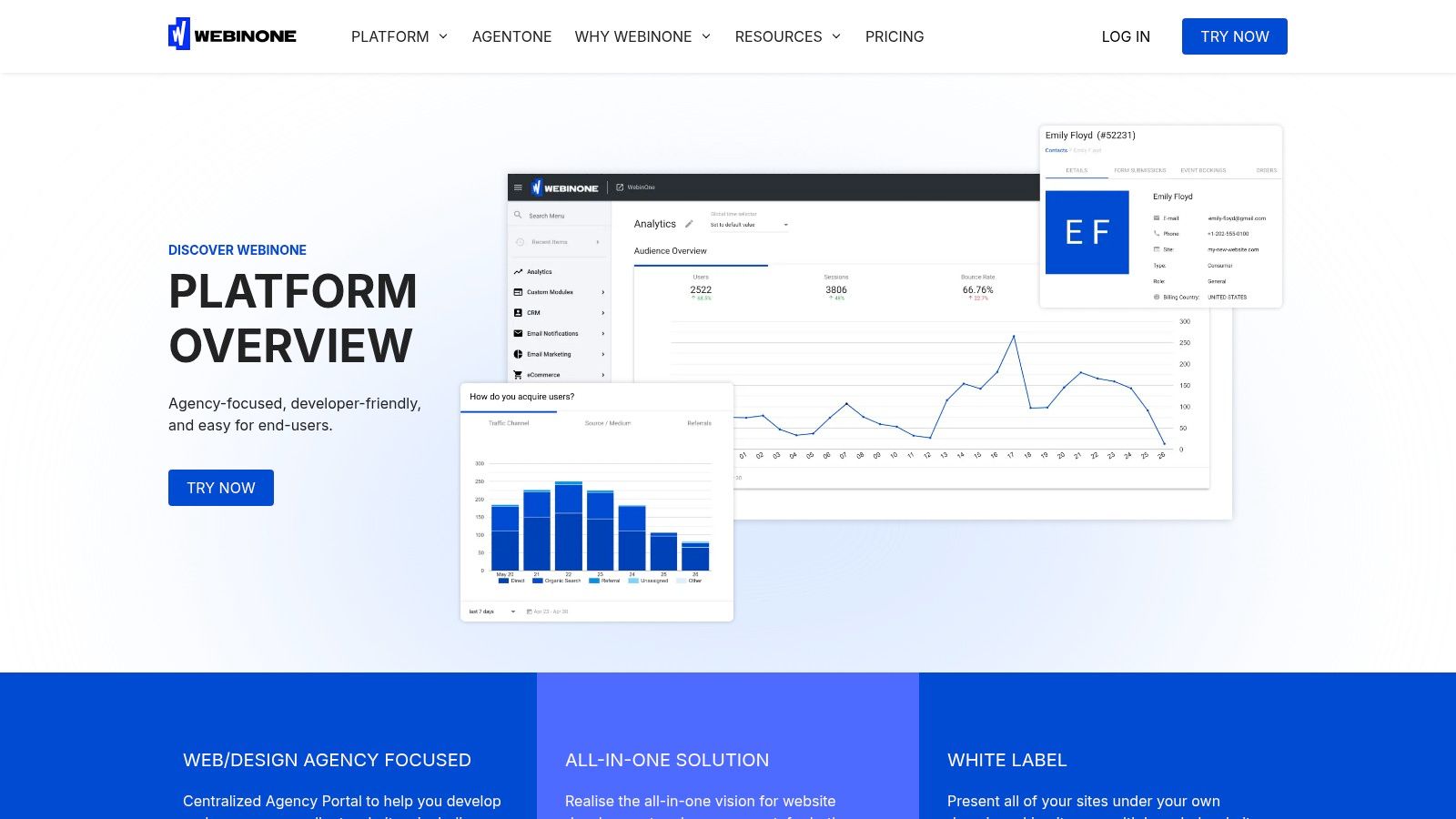 All‑in‑One CMS, Ecommerce and CRM for Web Agencies | WebinOne
