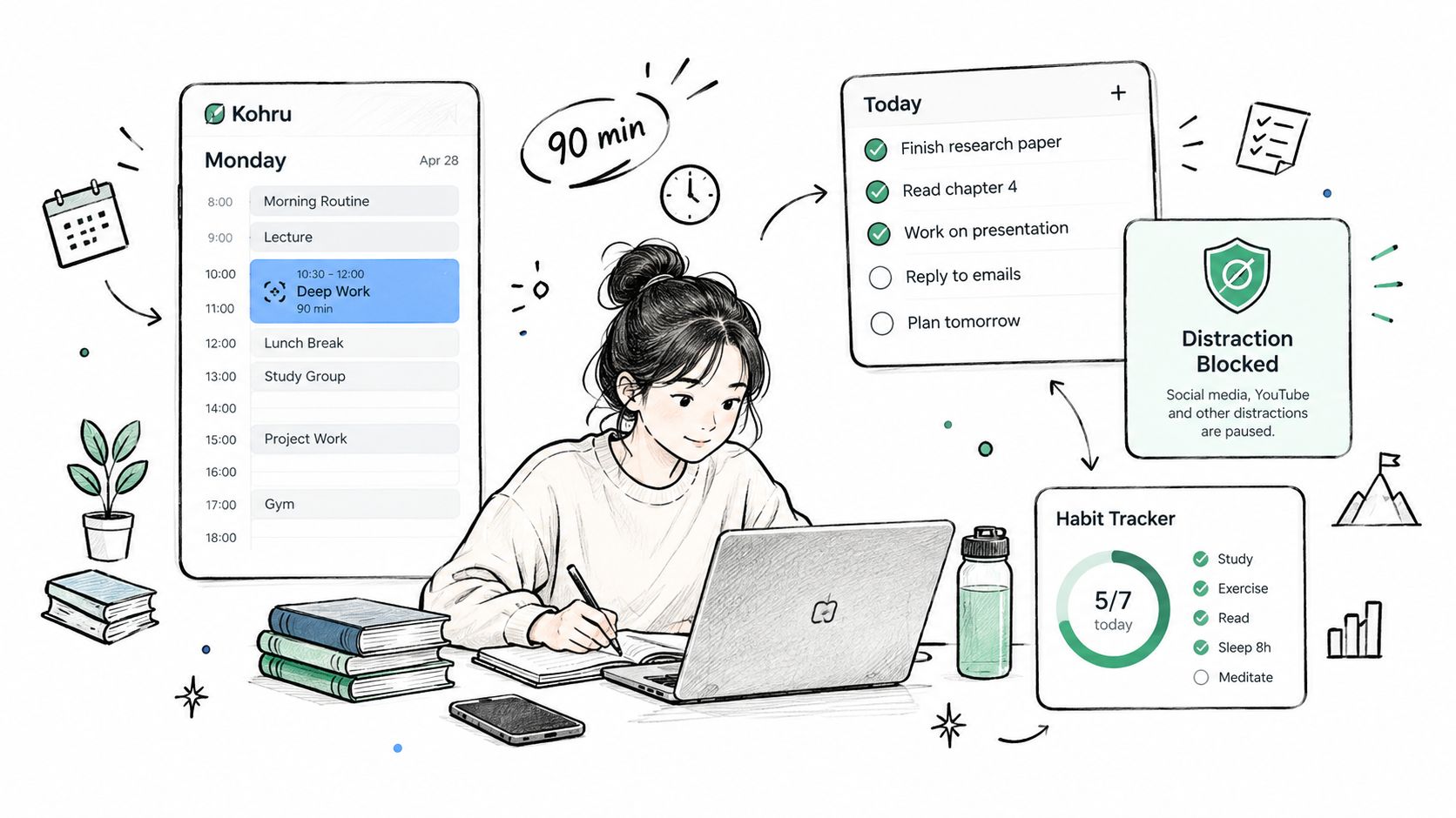 Screenshot from https://kohru.app/screenshots/student-dashboard-monday.png
