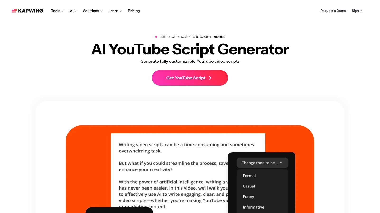 Kapwing – AI YouTube Script Generator