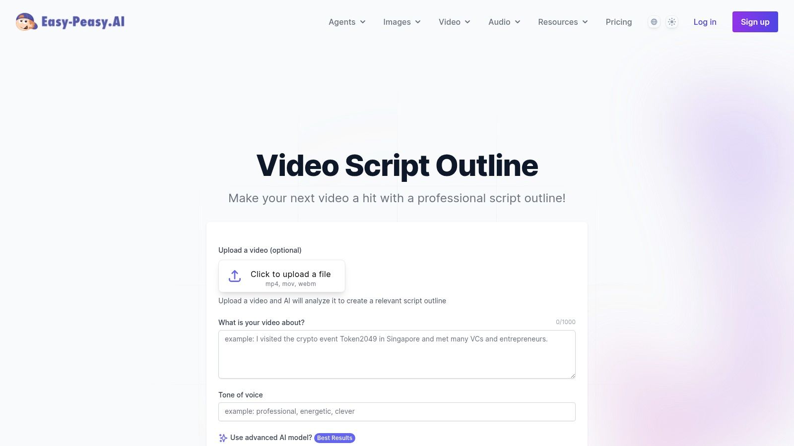 Easy‑Peasy.AI – YouTube Video Script Outline Template