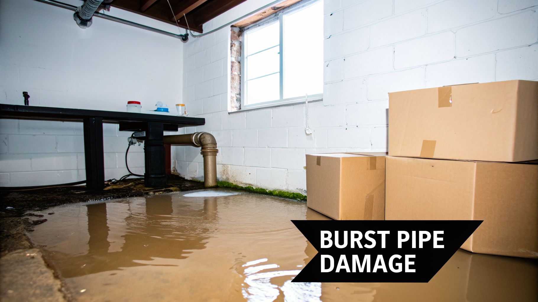 preventing frozen pipes in winter burst pipe A Homeowner's Guide to Preventing Frozen Pipes in Winter A few simple preventative steps are all it takes to avoid a catastrophic and expensive plumbing disaster during a harsh West Michigan winter. The main goals? Insulating vulnerable pipes, maintaining consistent indoor heat, and eliminating drafts near your water lines. Basement flooded with muddy water from a burst pipe, damaging boxes and showing mold along walls.