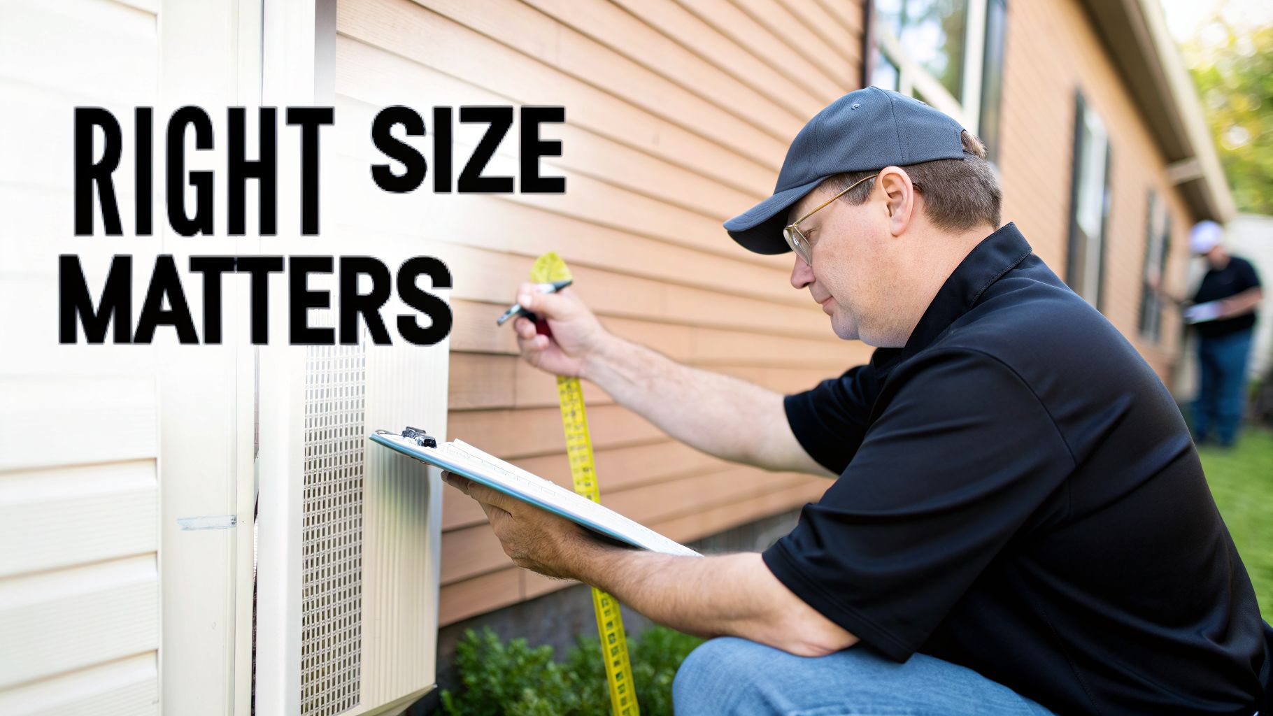 how to choose a furnace furnace sizing How to Choose a Furnace for Your West Michigan Home When you're figuring out how to choose a furnace, it's tempting to get caught up in high-efficiency ratings and all the latest bells and whistles. But here’s the thing: none of that matters if the furnace is the wrong size for your home. A home inspector measures an outdoor HVAC unit, highlighting that 'Right Size Matters' for efficiency.
