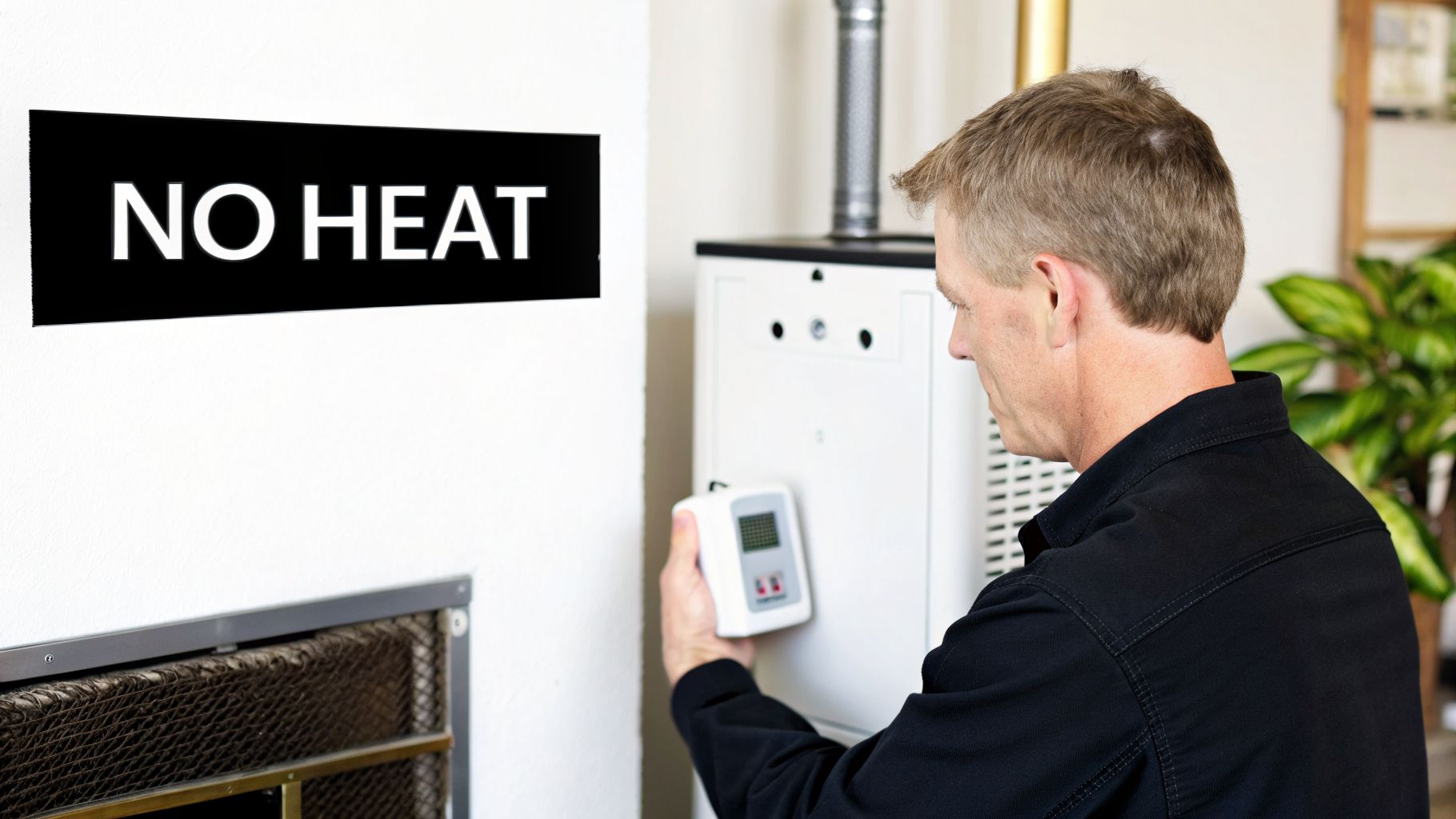signs your furnace needs repair furnace repair 8 Clear Signs Your Furnace Needs Repair in West Michigan This Winter Ignoring these early indicators can lead to a complete breakdown in the middle of a January cold snap, expensive emergency repairs, and even serious safety hazards. This guide is designed to help you understand the most common signs your furnace needs repair. We will break down eight specific symptoms, from strange noises and uneven heating to a discolored pilot light and unexpected spikes in your energy bills. Man checking a furnace with a diagnostic tool next to a 'NO HEAT' sign, indicating a heating problem.