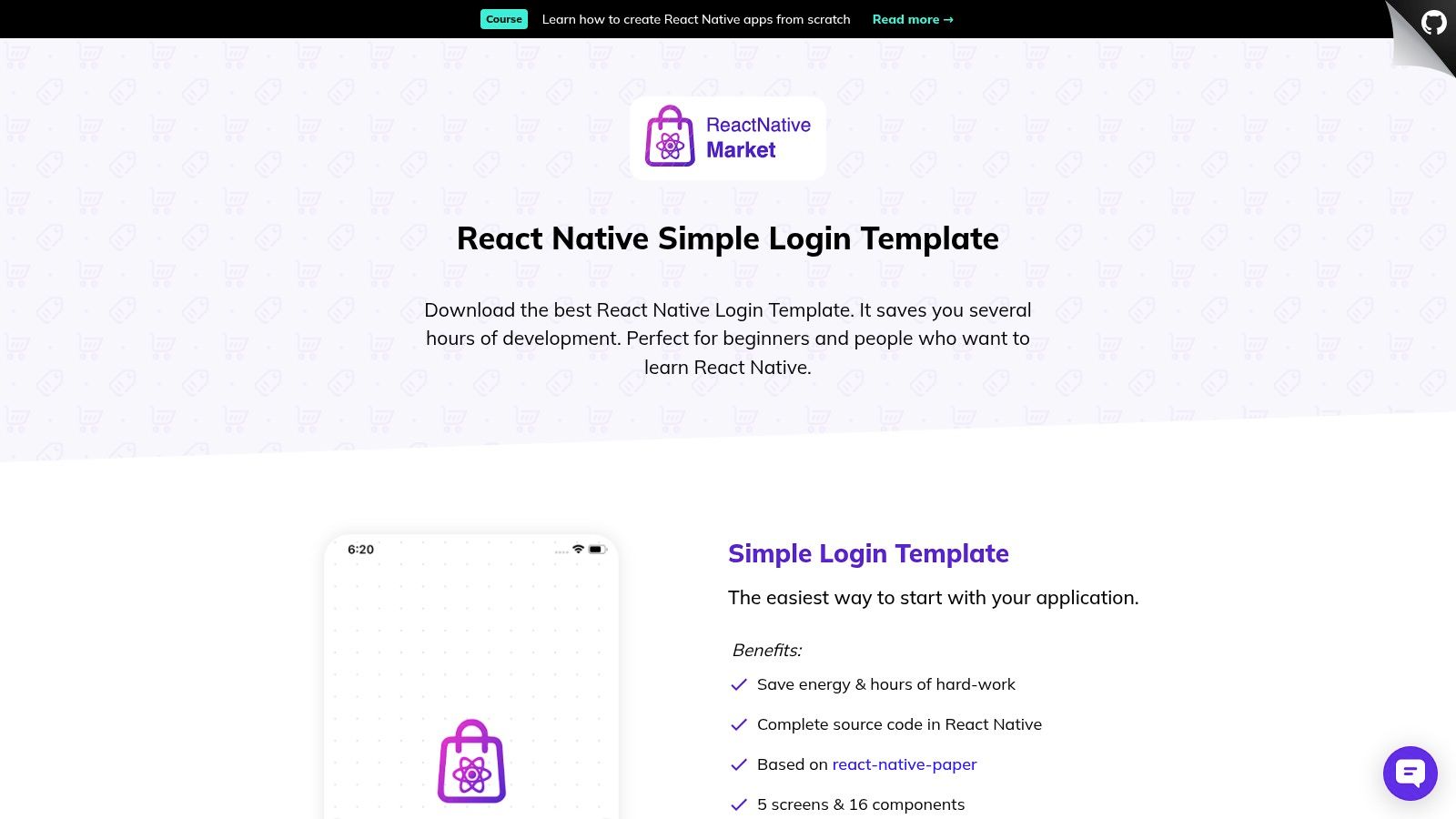 React Native Market Simple Login Template