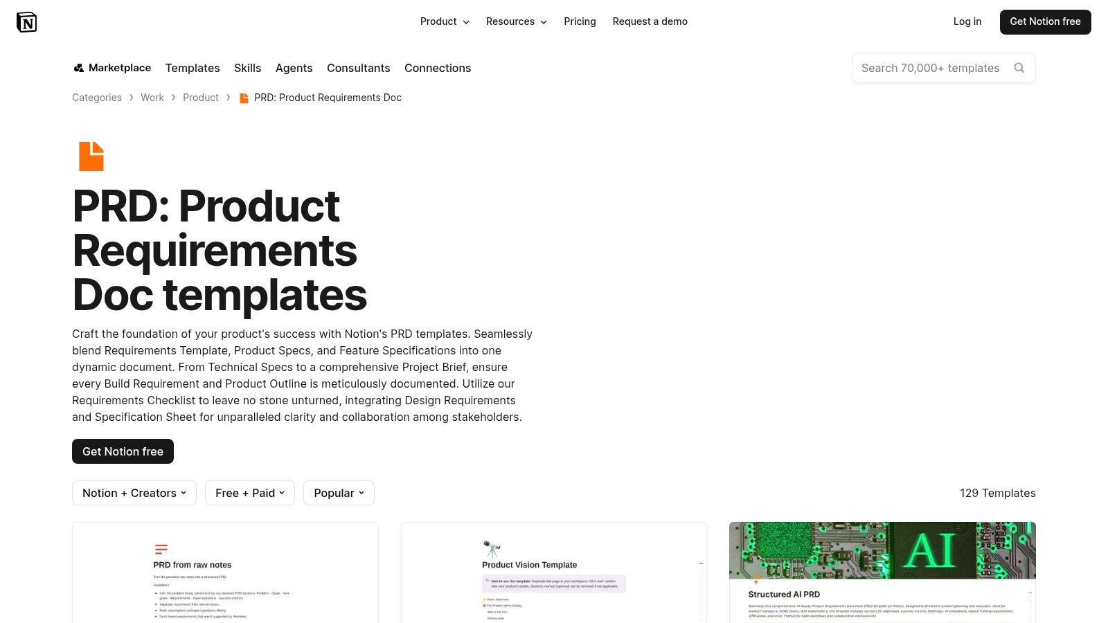Notion PRD templates