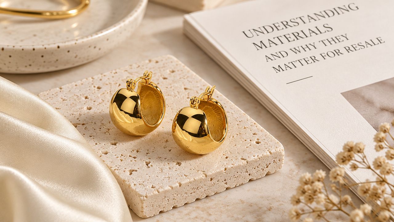 Gold Plated 316L Stainless Steel Chunky Dome Huggie Earrings