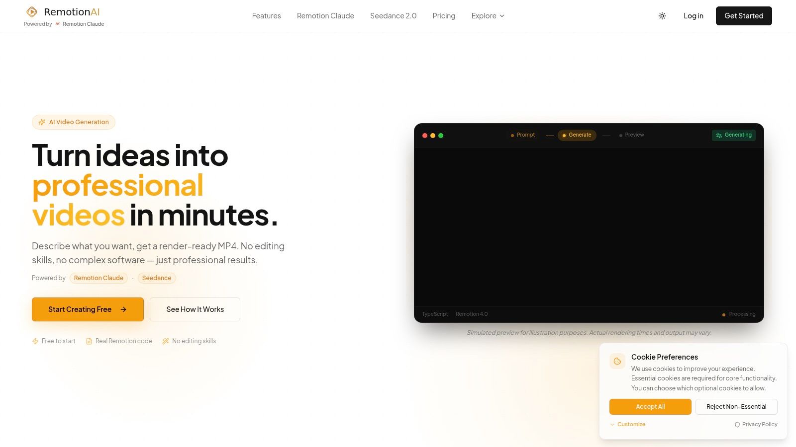 Screenshot from https://remotionvideo.com