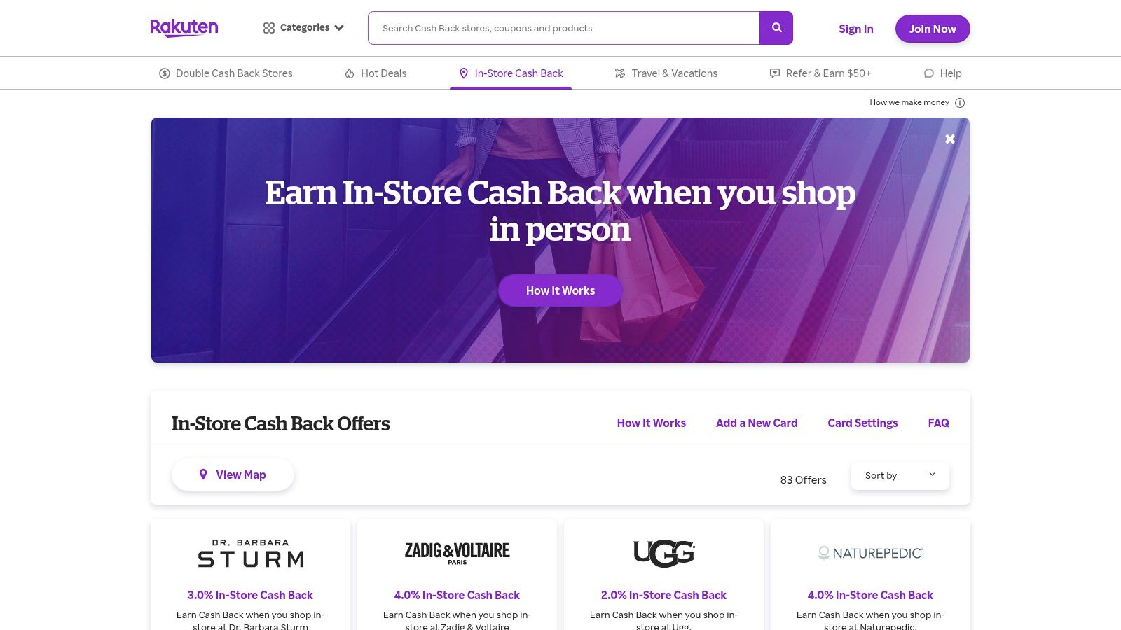 Rakuten In-Store Cash Back