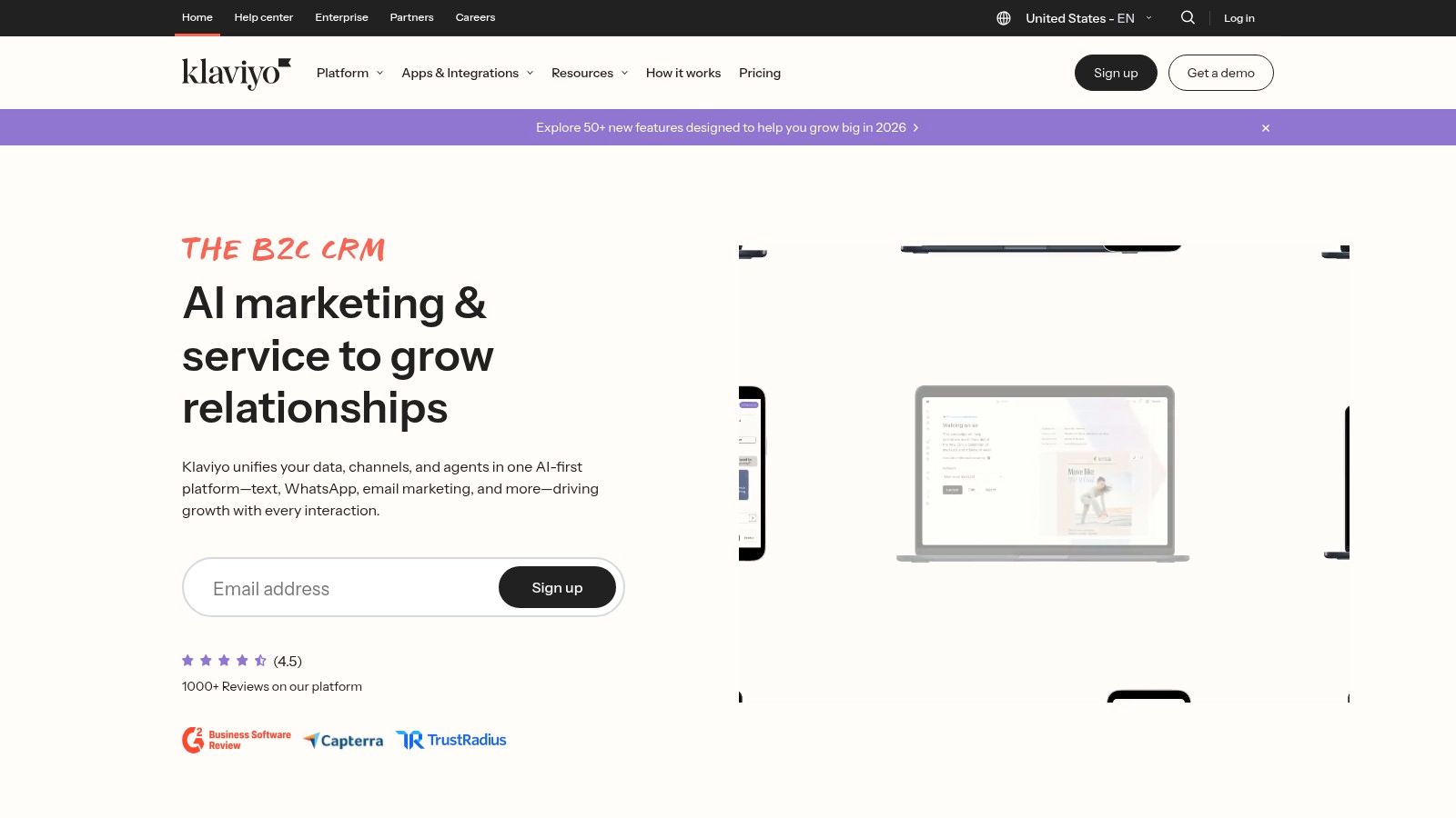 Klaviyo AI interface showing predictive analytics for marketing campaigns