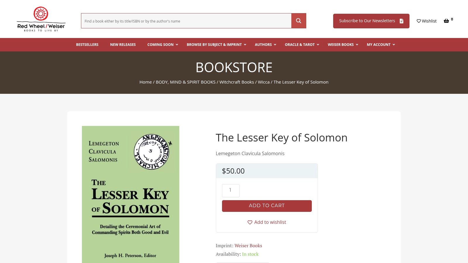 The Lesser Key of Solomon (Lemegeton Clavicula Salomonis), ed. Joseph H. Peterson (Weiser Books, 2001)