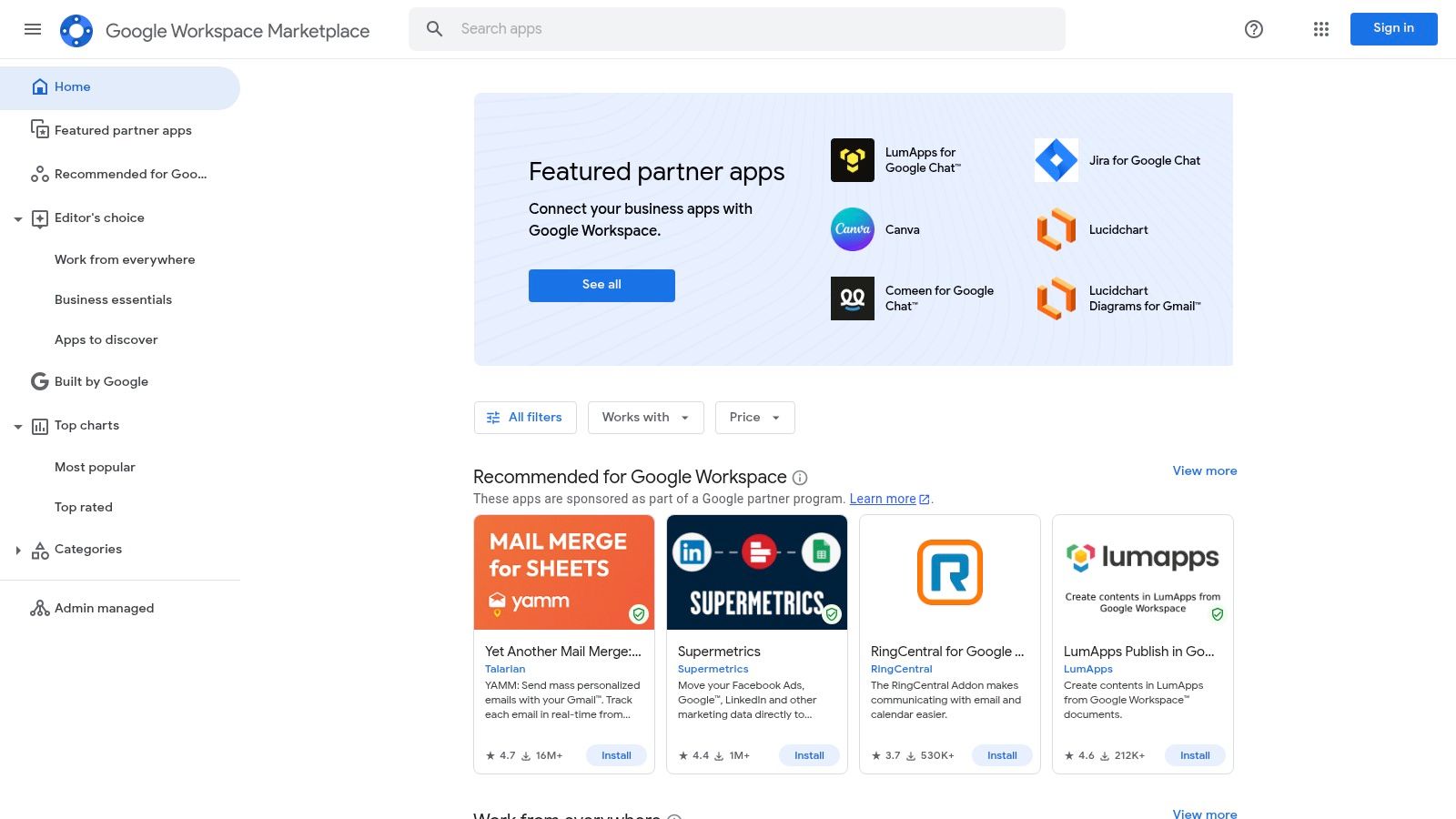 Google Workspace Marketplace – AI Add-ons