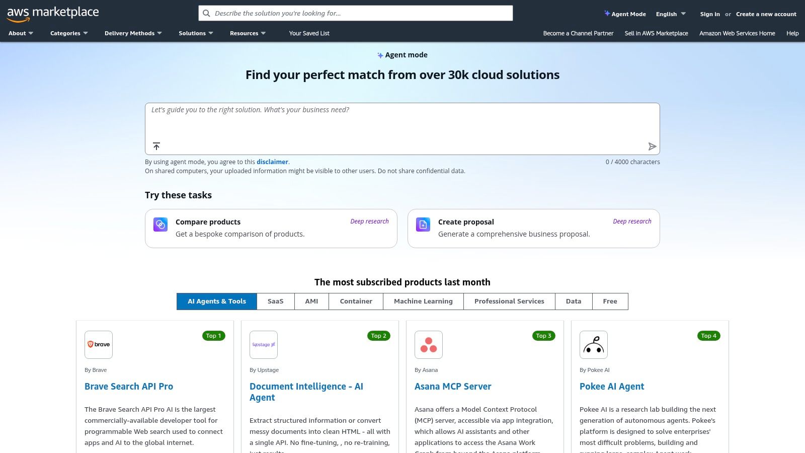AWS Marketplace (Machine Learning category)