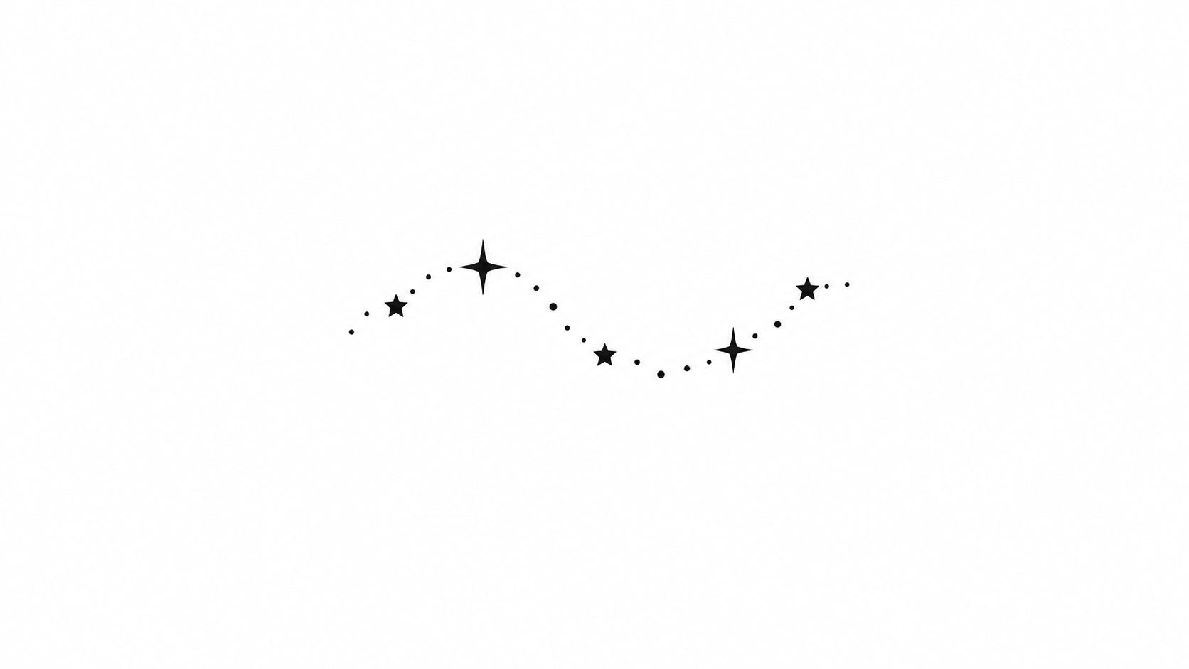 A delicate, minimalist tattoo design featuring a curved line of tiny dots and twinkling stars.