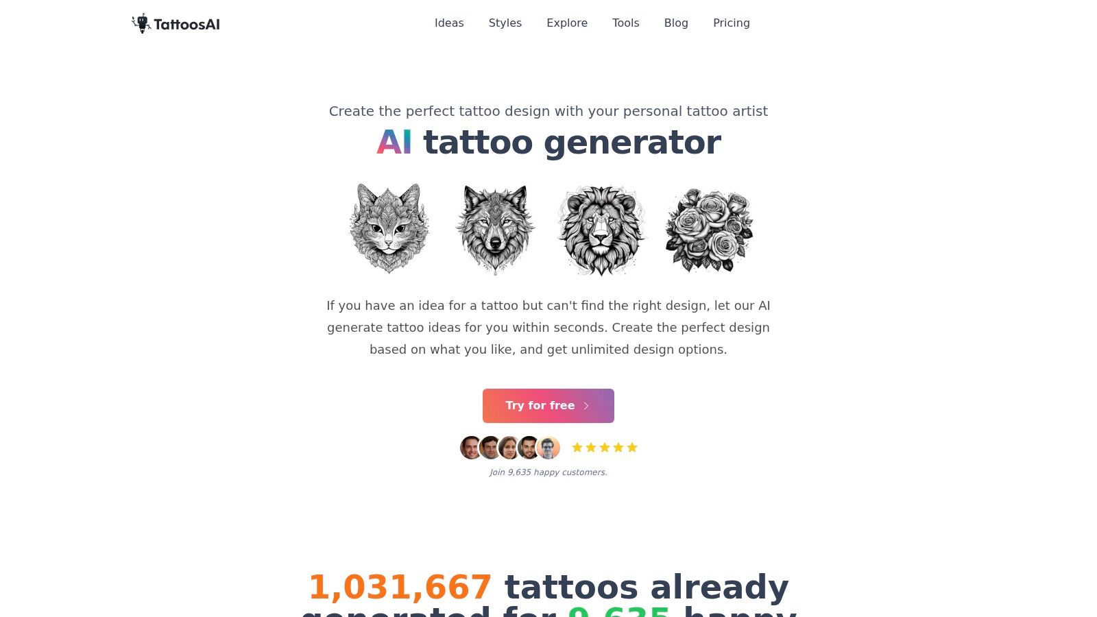Screenshot from https://www.tattoosai.com