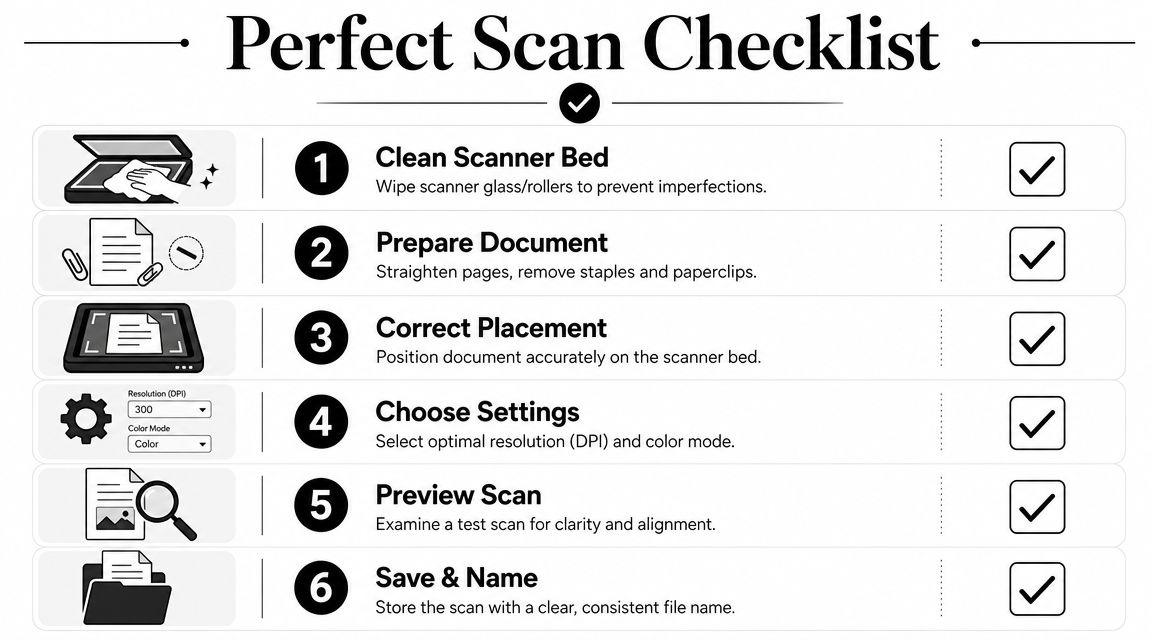 Scap Scan Checklist How To Scan A Document To PDF: Simple Steps