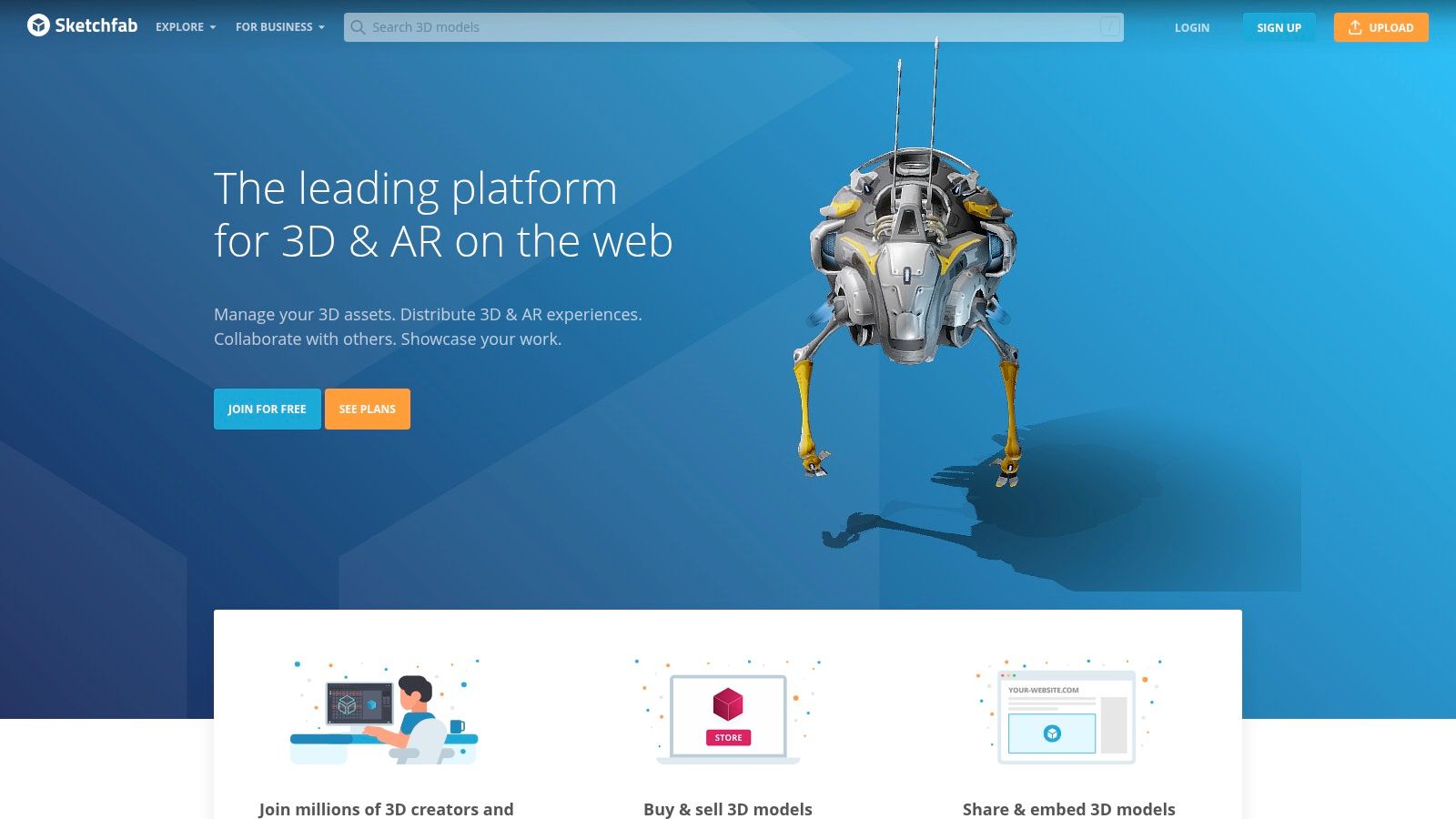 Sketchfab (Embeddable 3D/AR Viewer and Hosting)