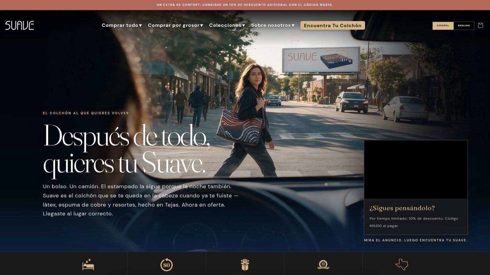 Screenshot from https://www.suavemattress.com