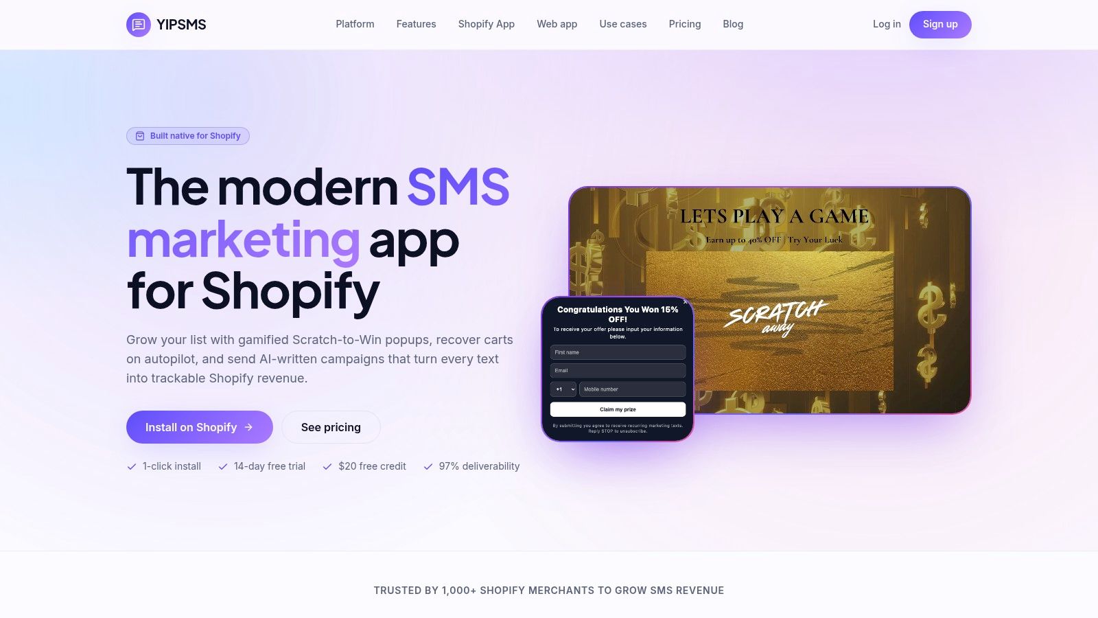Screenshot from https://www.yipsms.com
