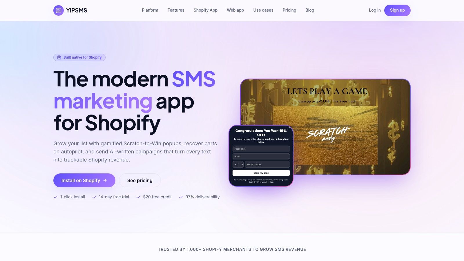 Screenshot from https://www.yipsms.com