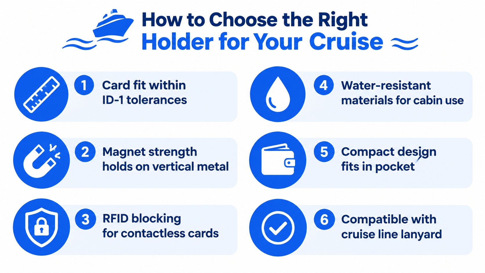 An infographic titled How to Choose the Right Holder for Your Cruise outlining six essential selection tips.